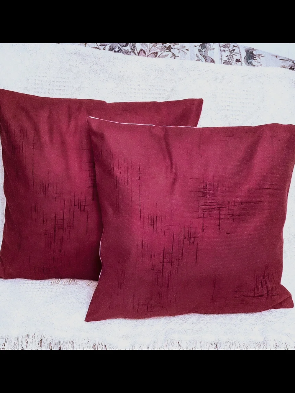 2 Burgundy Covers For 17 Inch Throw Pillow Inserts *pillows not included*